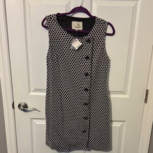 Talbots Black and White Houndstooth Midi Dress